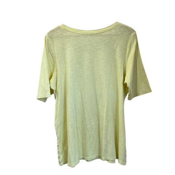 J. Jill Pima Cotton Scoop Neck Elbow Sleeve Tee Yellow Sz Large Soft Relaxed Fit - Picture 2 of 4